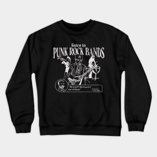 Listen to Punk Rock Bands // Funny Vintage Soviet Style Punk Rock Graphic Crewneck Sweatshirt